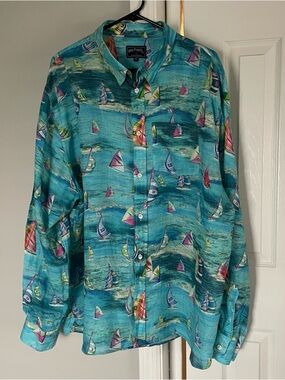 Michael’s printed linen shirt size XL.